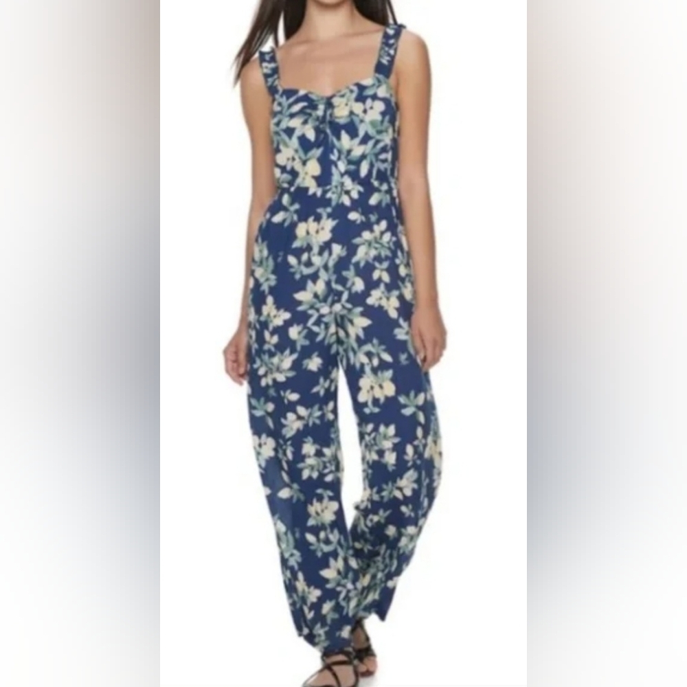 Candie's Blue and Yellow Lemons‎ Jumpsuit